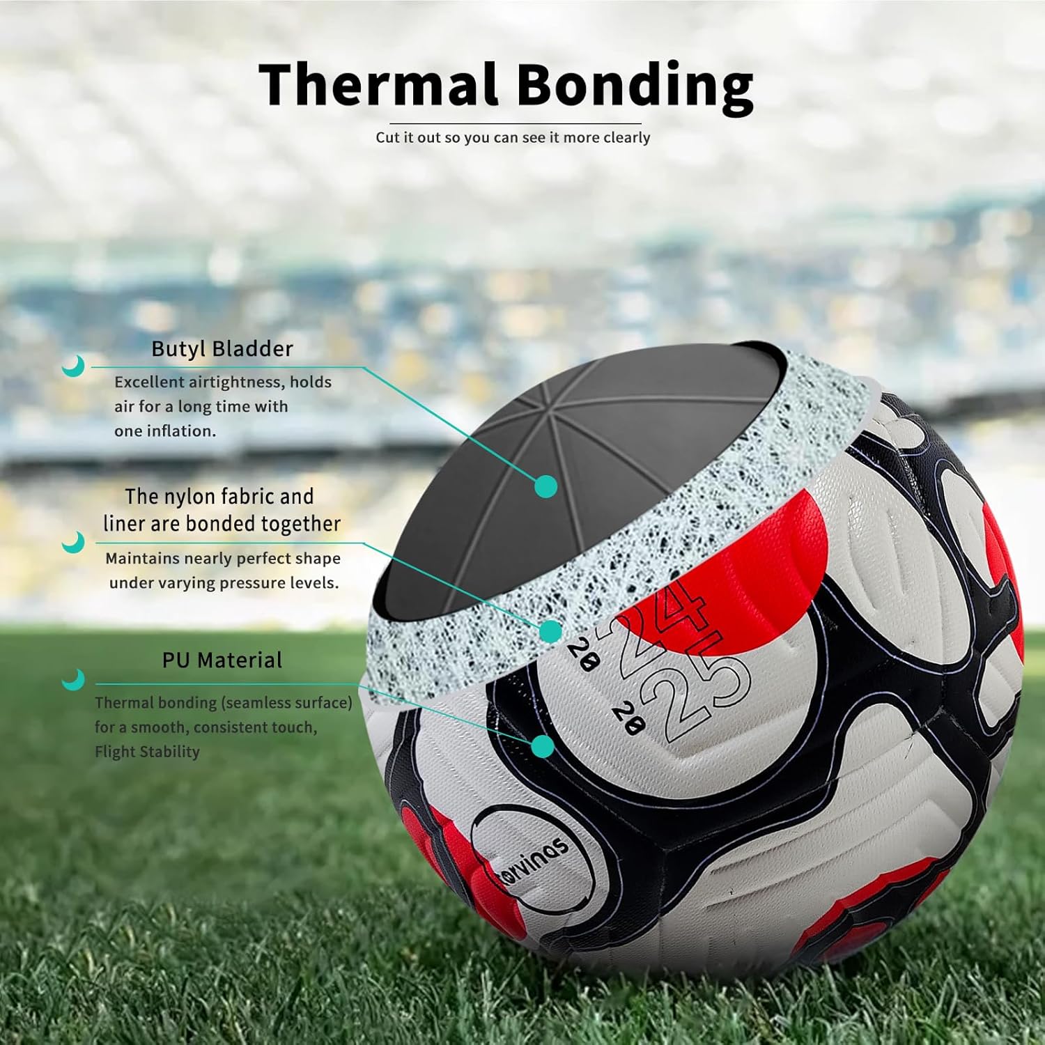 soccer ball size 5 with pump, waterproof pu leather professional training & official match ball, includes inflation needle & net storage bag for outdoor & indoor games soccer ball size 5 with pump, waterproof pu leather professional training & official match ball, includes inflation needle & net storage bag for outdoor & indoor games