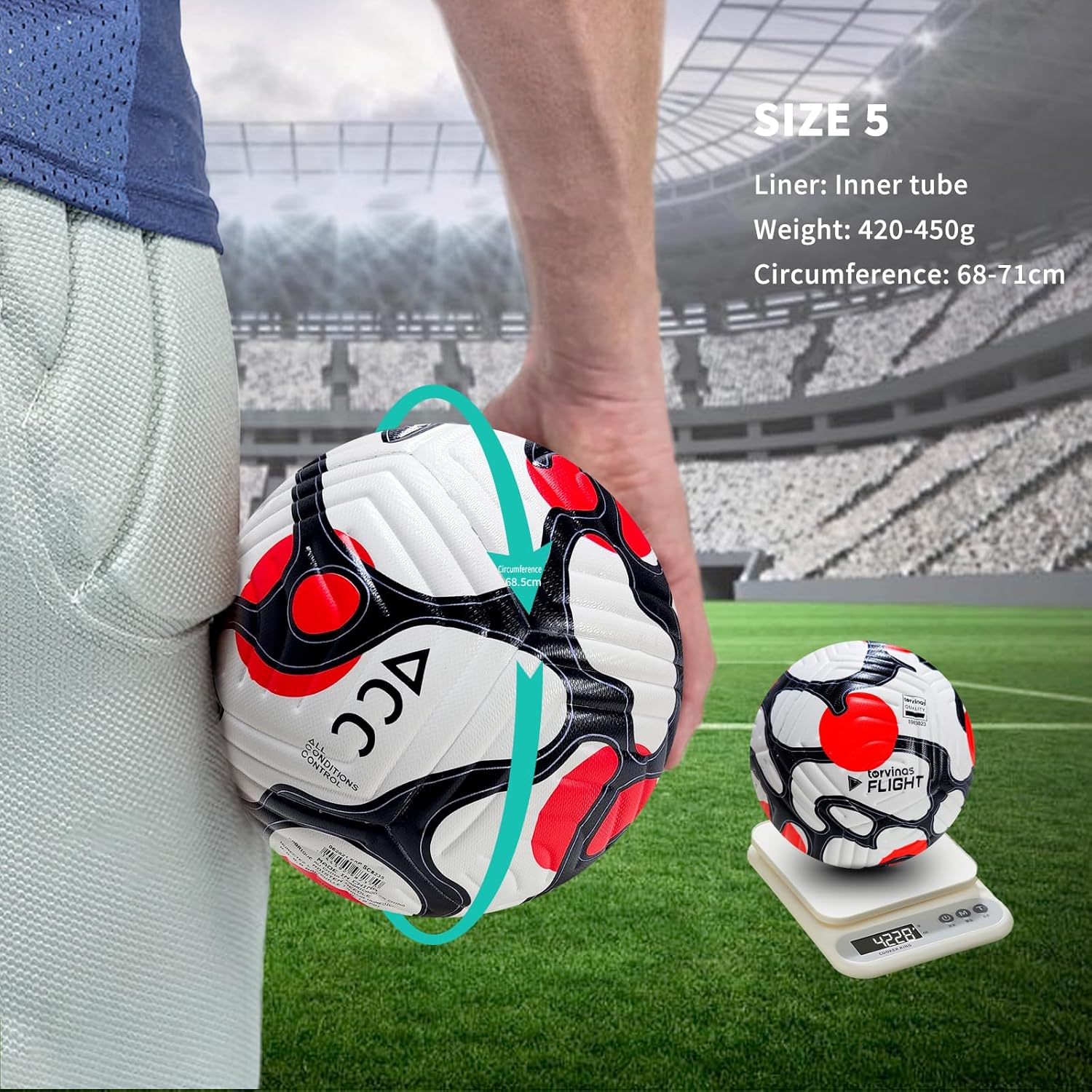 soccer ball size 5 with pump, waterproof pu leather professional training & official match ball, includes inflation needle & net storage bag for outdoor & indoor games soccer ball size 5 with pump, waterproof pu leather professional training & official match ball, includes inflation needle & net storage bag for outdoor & indoor games